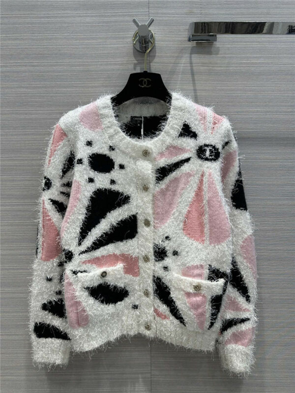 chanel camellia cow color flower cardigan