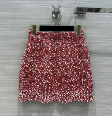 chanel snowflake velvet red skirt