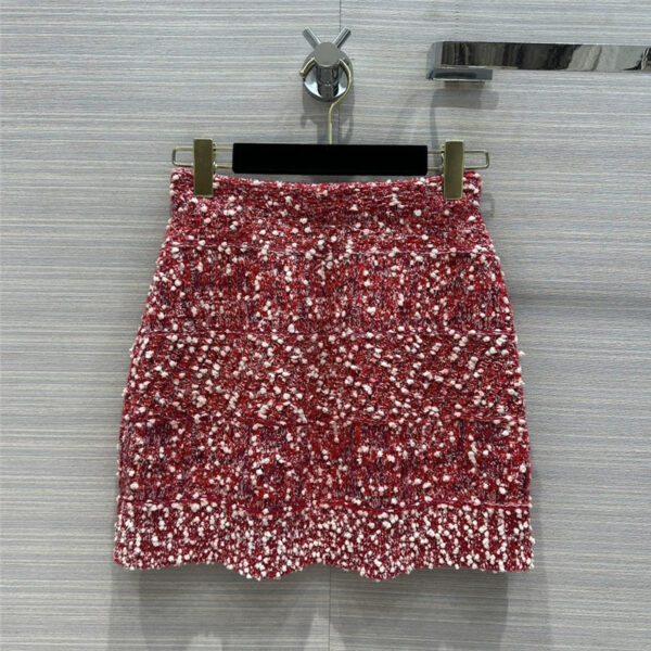 chanel snowflake velvet red skirt