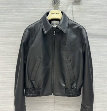 miumiu functional leather jacket for girls