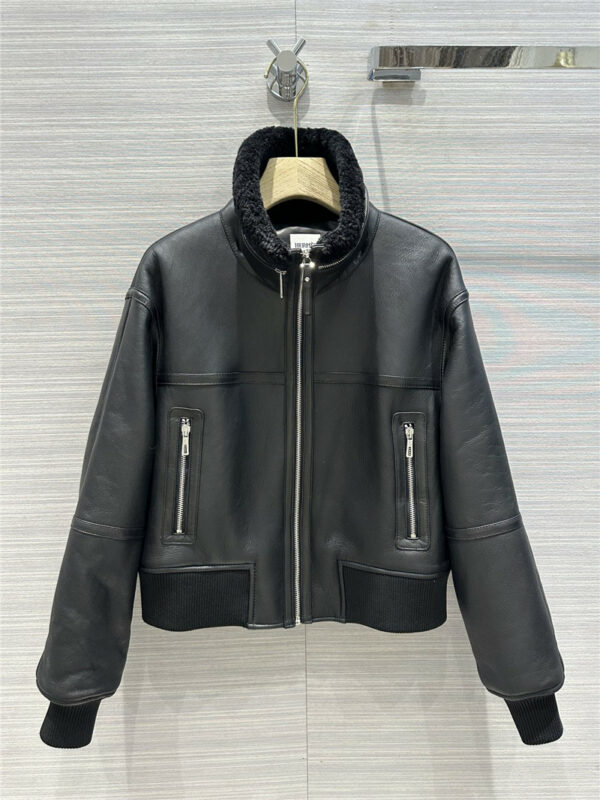Hermès stand collar zipped biker jacket