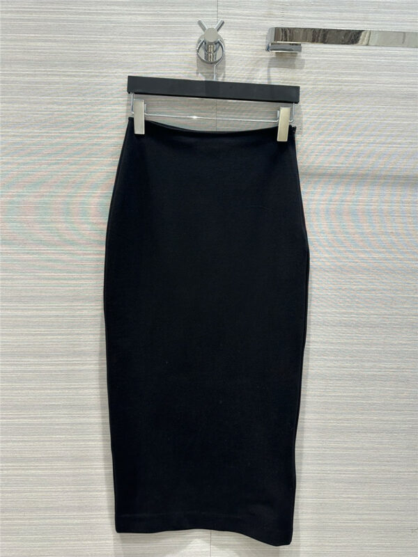 prada minimalist draped slim fit hip-hugging long skirt