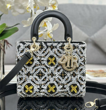 Lady Dior limited edition embroidered bead bag
