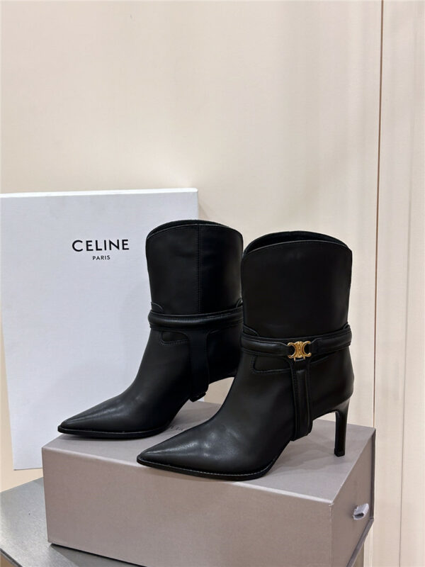 celine leather high heel boots