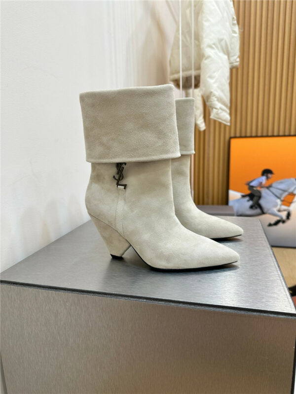 ysl pointed toe suede ankle boots