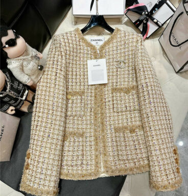chanel sequined gold yarn jacket