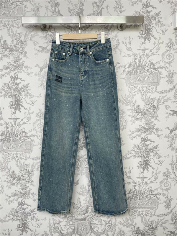 miumiu logo straight leg loose jeans