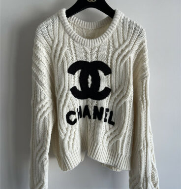 chanel logo embroidered sweater