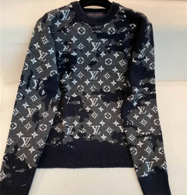 louis vuitton LV logo embroidered crew neck sweater