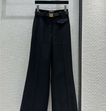 prada retro metal triangle buckle belt straight trousers