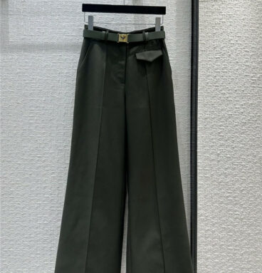 prada retro metal triangle buckle belt straight trousers