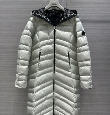 moncler Herbe printed rubber lettering hooded long down jacket