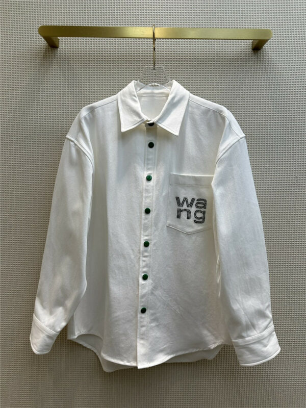 alexander wang logo letter denim white shirt