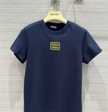 miumiu navy blue short-sleeved T-shirt