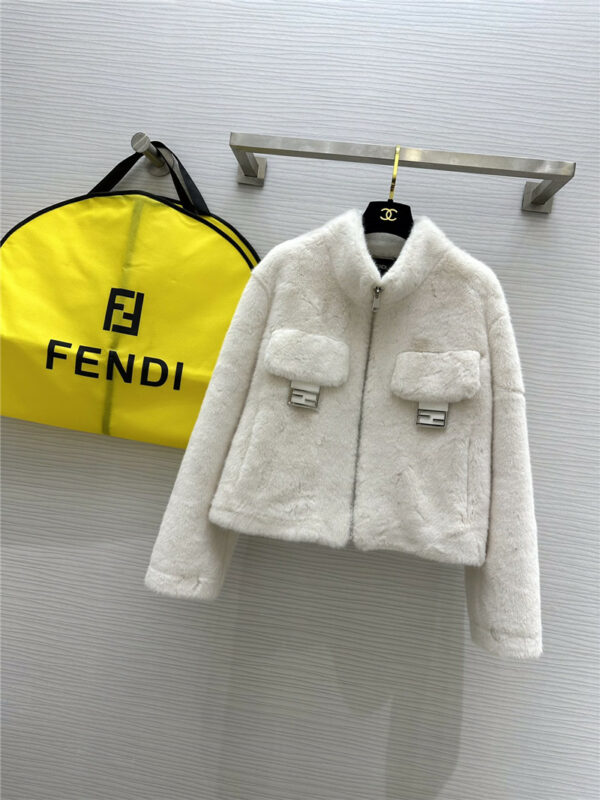 fendi metal double F decoration eco-friendly mink short jacket