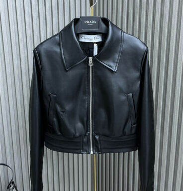 dior short leather jacket