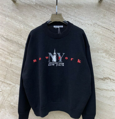 alexander wang letter crew neck knitted sweater