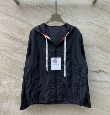moncler new Carles hooded lightweight jacket black label coat