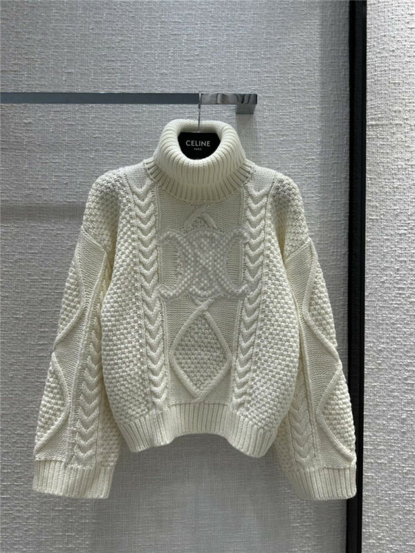 celine thick needle Arc de Triomphe embroidered sweater