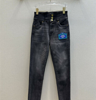 louis vuitton LV widened high waist design smoke gray jeans