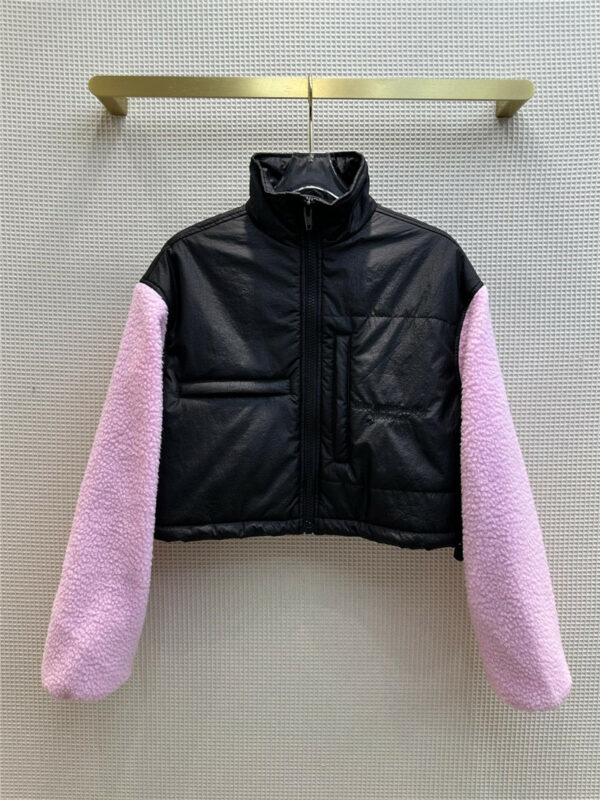 alexander wang stand collar patchwork quilted jacket