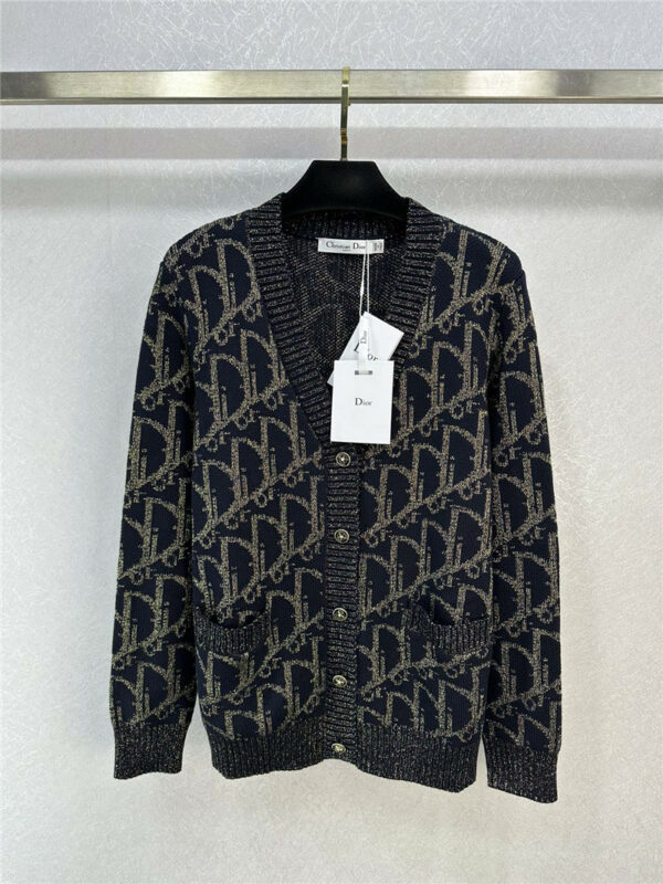 dior new round neck knitted sweater cardigan
