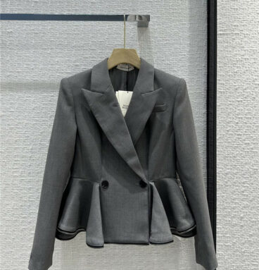 Alexander mcqueen premium gray ruffled blazer