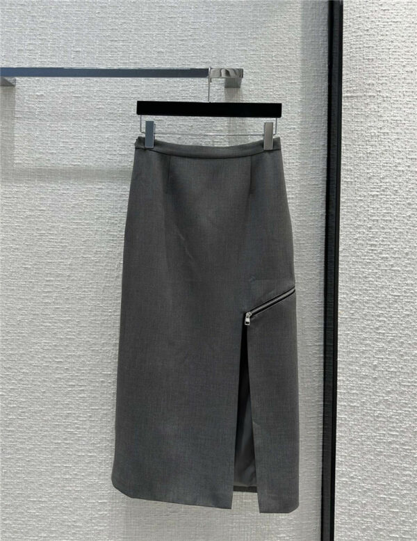Alexander mcqueen premium gray zippered slit hip skirt