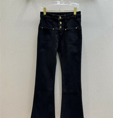 chanel bootcut buttoned jeans