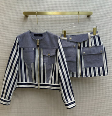 louis vuitton LV mixed striped cotton work jacket suit