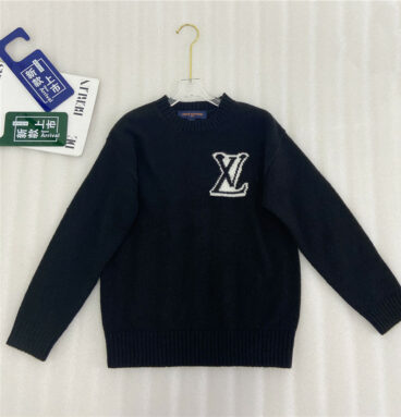 louis vuitton LV new embroidered logo round neck knitted top