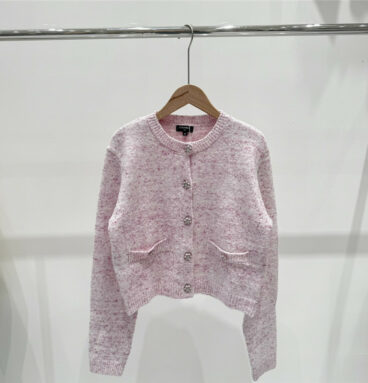 chanel new contrast flower button knitted cardigan