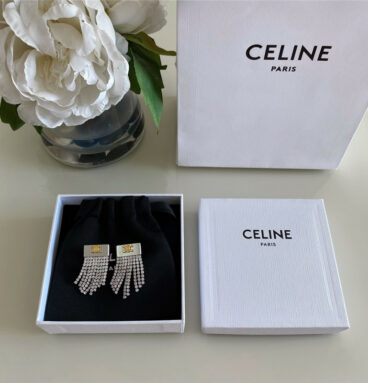 celine Arc de Triomphe fringed diamond stud earrings