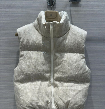 Brunello Cucinelli linen bread vest down jacket