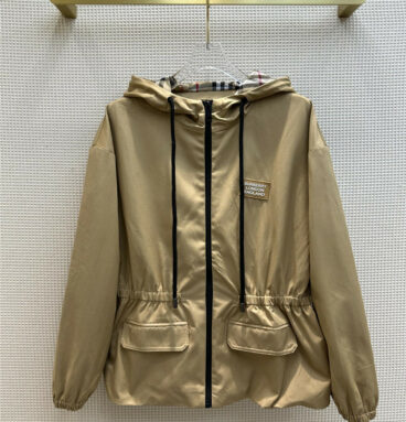 Burberry waterproof hooded plaid jacket