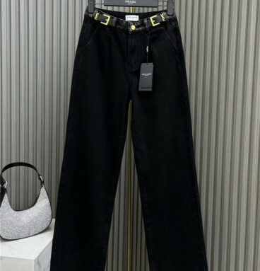 YSL belted straight-leg jeans
