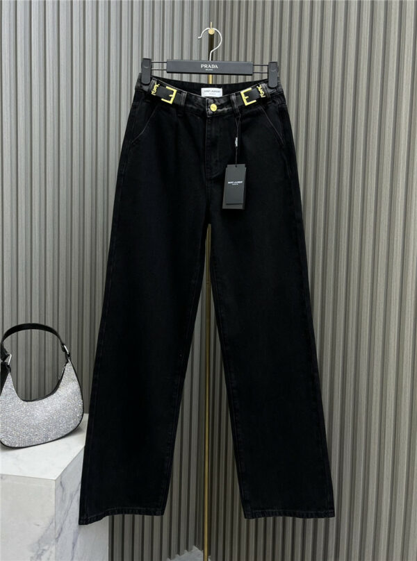 YSL belted straight-leg jeans