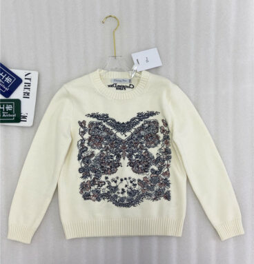 dior new heavy embroidered butterfly knit top