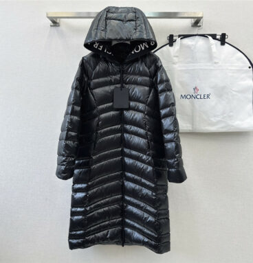 moncler new Herbe printed letter hooded long down jacket