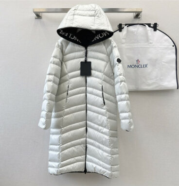 moncler new Herbe printed letter hooded long down jacket