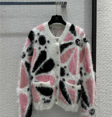 chanel camellia cow color flower cardigan