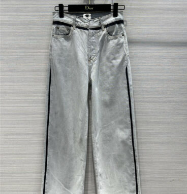 dior retro highlight dyed white washed straight jeans