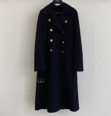 dior metal double-breasted belted wool coat