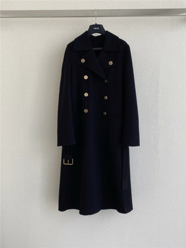 dior metal double-breasted belted wool coat