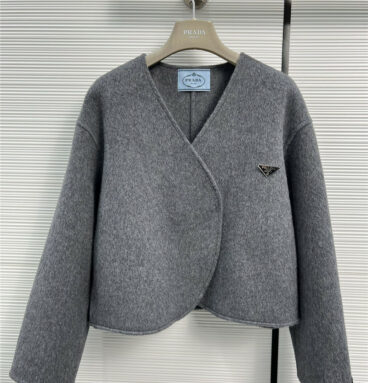 prada premium gray double-sided cashmere short jacket