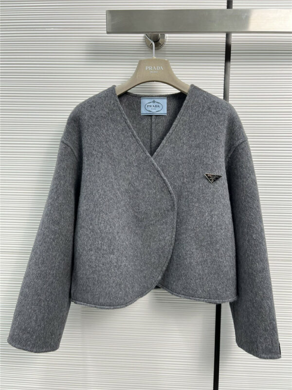 prada premium gray double-sided cashmere short jacket