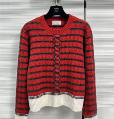 chanel gold striped knitted sweater