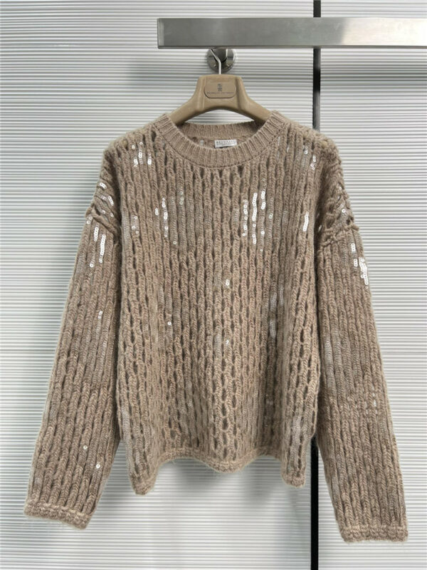 Brunello Cucinelli embroidered crochet sweater