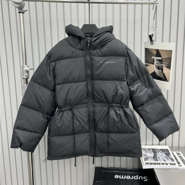 Acne Studios drawstring waist mid-length hooded puffer jacket