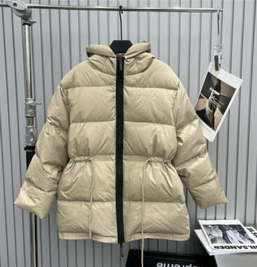 Acne Studios drawstring waist mid-length hooded puffer jacket